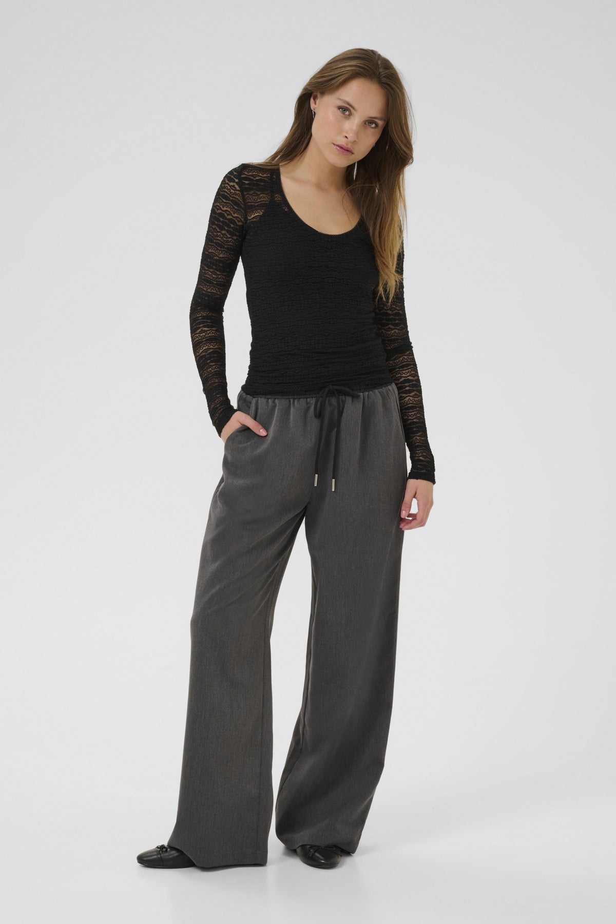 KAlorinda LS Lace T-Shirt Black deep - 10510671