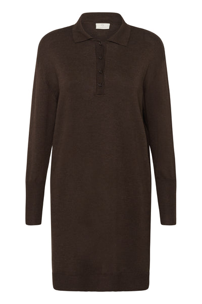 KAlizza Polo Knit Dress Chocolate Brown Melange - 10510688 Thumbnail