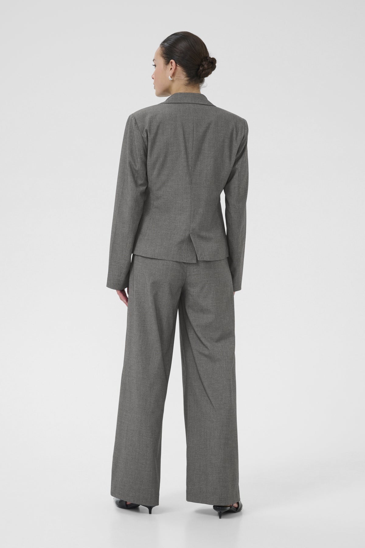 KAellie Shaped Blazer Grey Melange / Chalk Stripe - 10510718