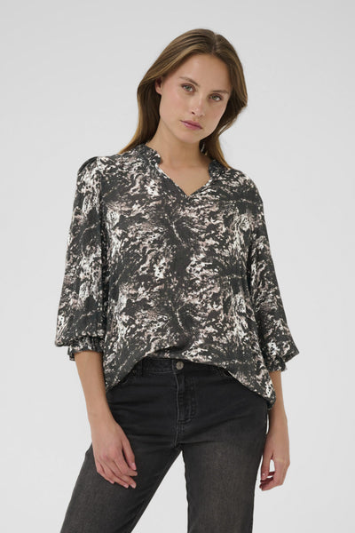KAlinda Amber Blouse Black/Grey Abstract Graphic - 10510742 Thumbnail