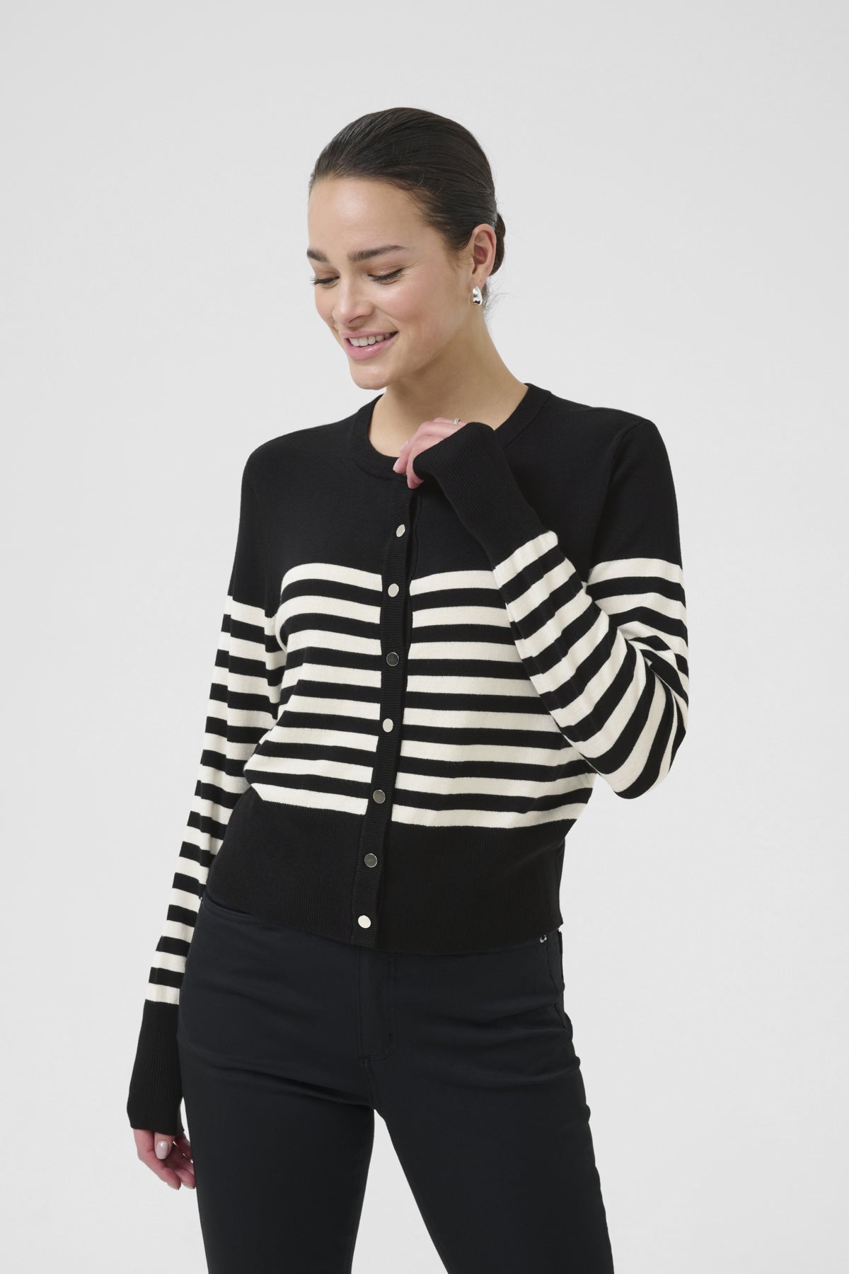 KAlizza Cardigan Black/Turtledove Half Stripe - 10510758