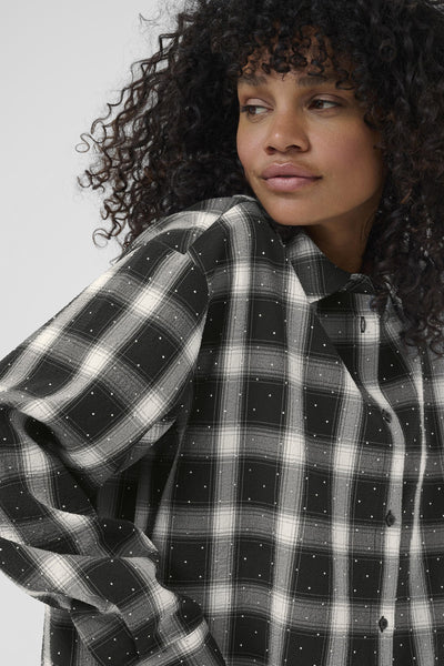 KAluna Shirt Black White Check Studs - 1084 - 10510784 Thumbnail