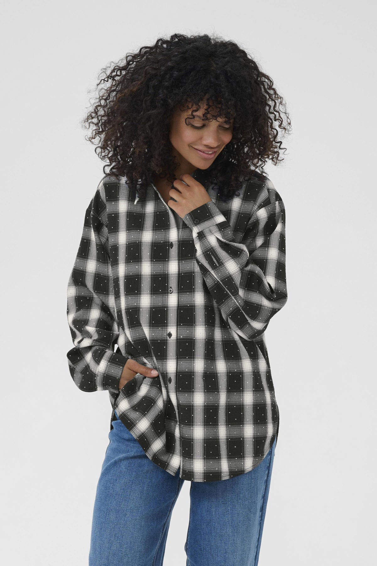 KAluna Shirt Black White Check Studs - 1084 - 10510784