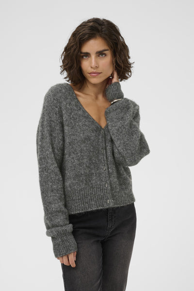 KAmelania Cardigan Dark Grey Melange - 100125 - 10510818 Thumbnail