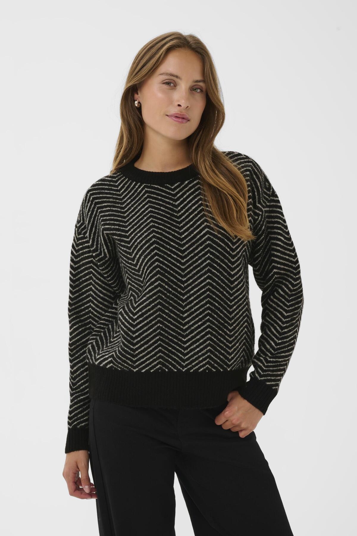 KAbitzy Pullover Black/FeatherGrey Mel.zig zag - 10510840