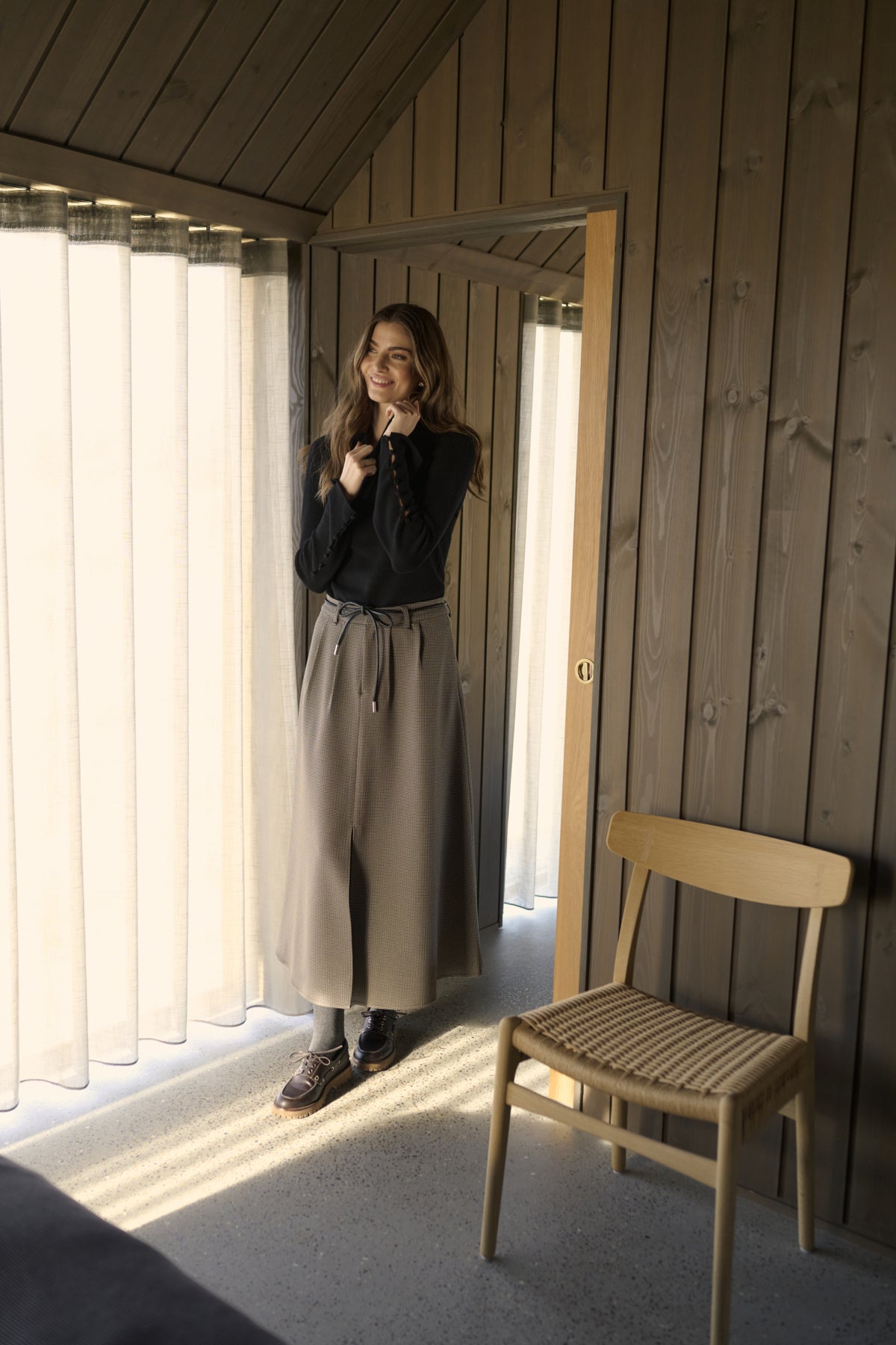 KAelyah Skirt Beige / Black Petit Houndstoot - 10510847