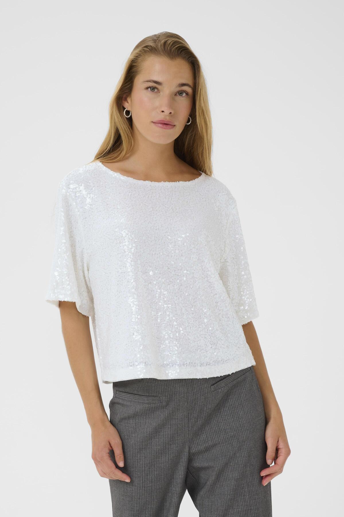 KAmiranda Sequin Blouse Chalk - 110602 - 10510898