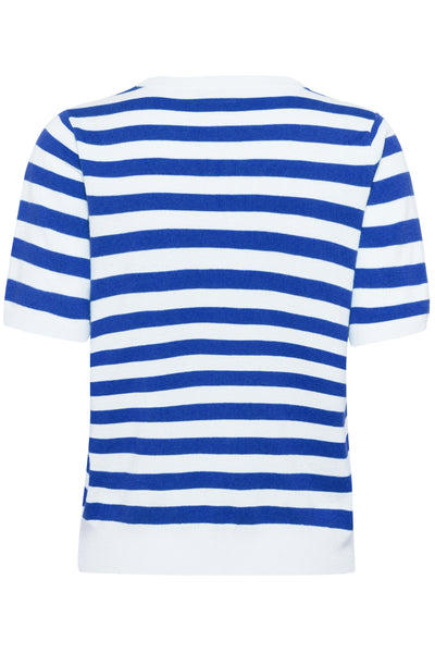 KAlava Short Sleeve Knit Chalk/Surf The Web Stripes - 10510934 Thumbnail