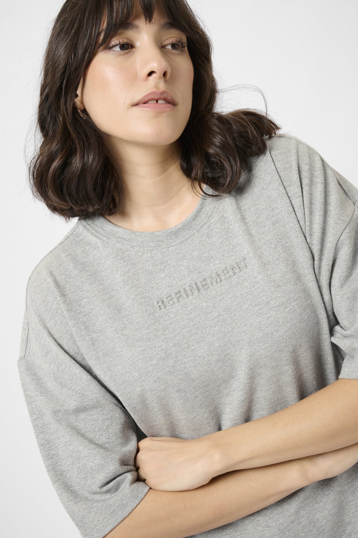 KAbianca T-Shirt Light Grey Melange Glitter - 1 - 10510937