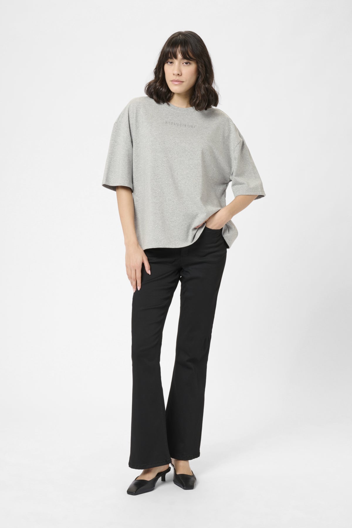 KAbianca T-Shirt Light Grey Melange Glitter - 1 - 10510937