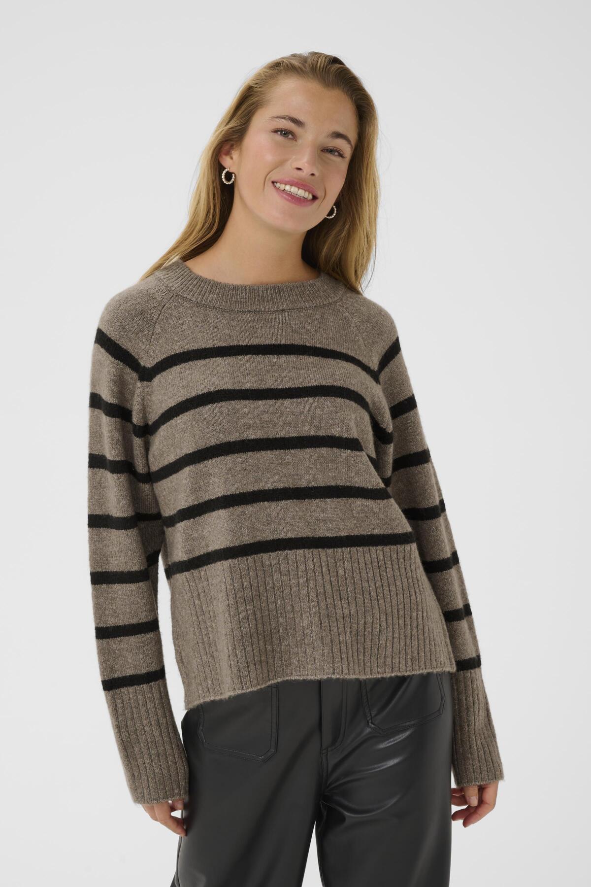 KAerin Knit Pullover Morel Melange Black Stripe - 1 - 10510939
