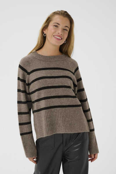 KAerin Knit Pullover Morel Melange Black Stripe - 1 - 10510939 Thumbnail