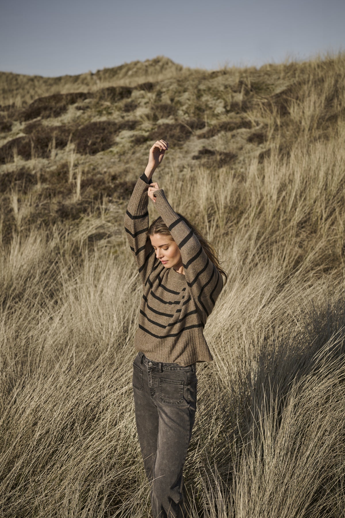 KAerin Knit Pullover Morel Melange Black Stripe - 1 - 10510939