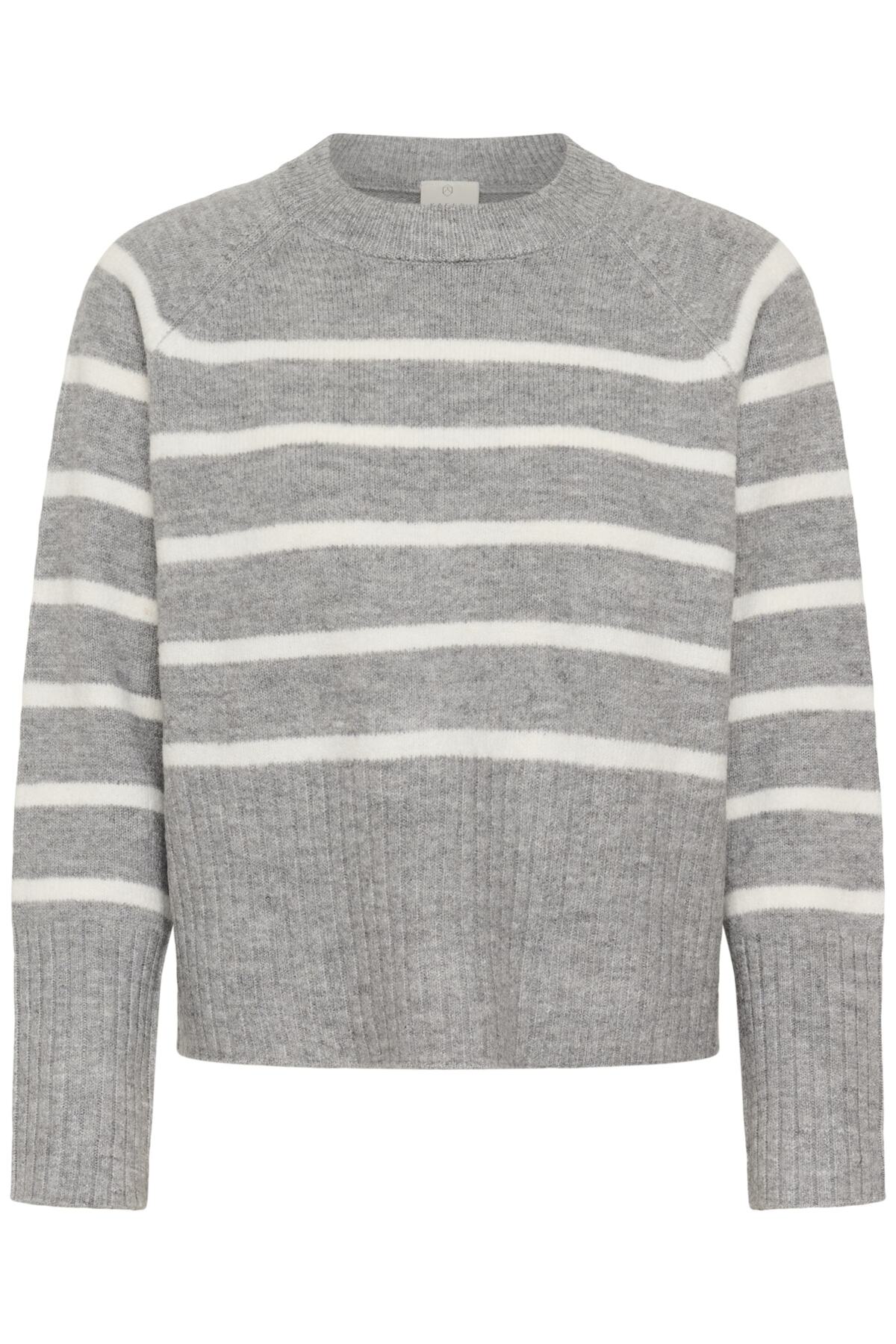 KAerin Knit Pullover Light Grey Melange Chalk Strip - 10510939