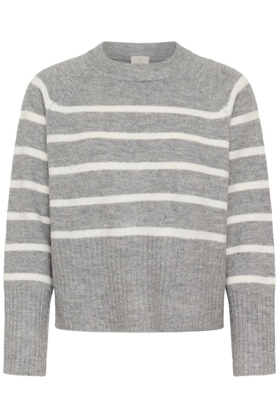 KAerin Knit Pullover Light Grey Melange Chalk Strip - 10510939 Thumbnail
