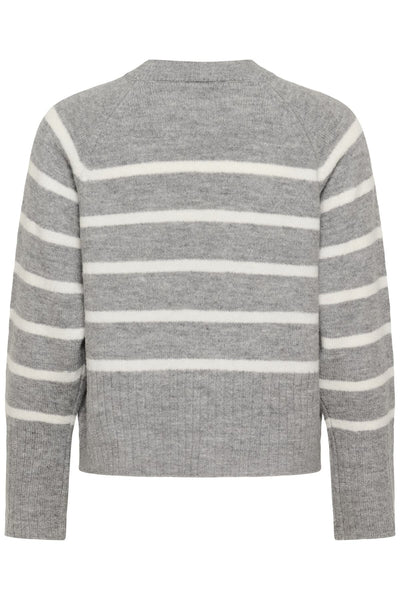 KAerin Knit Pullover Light Grey Melange Chalk Strip - 10510939 Thumbnail