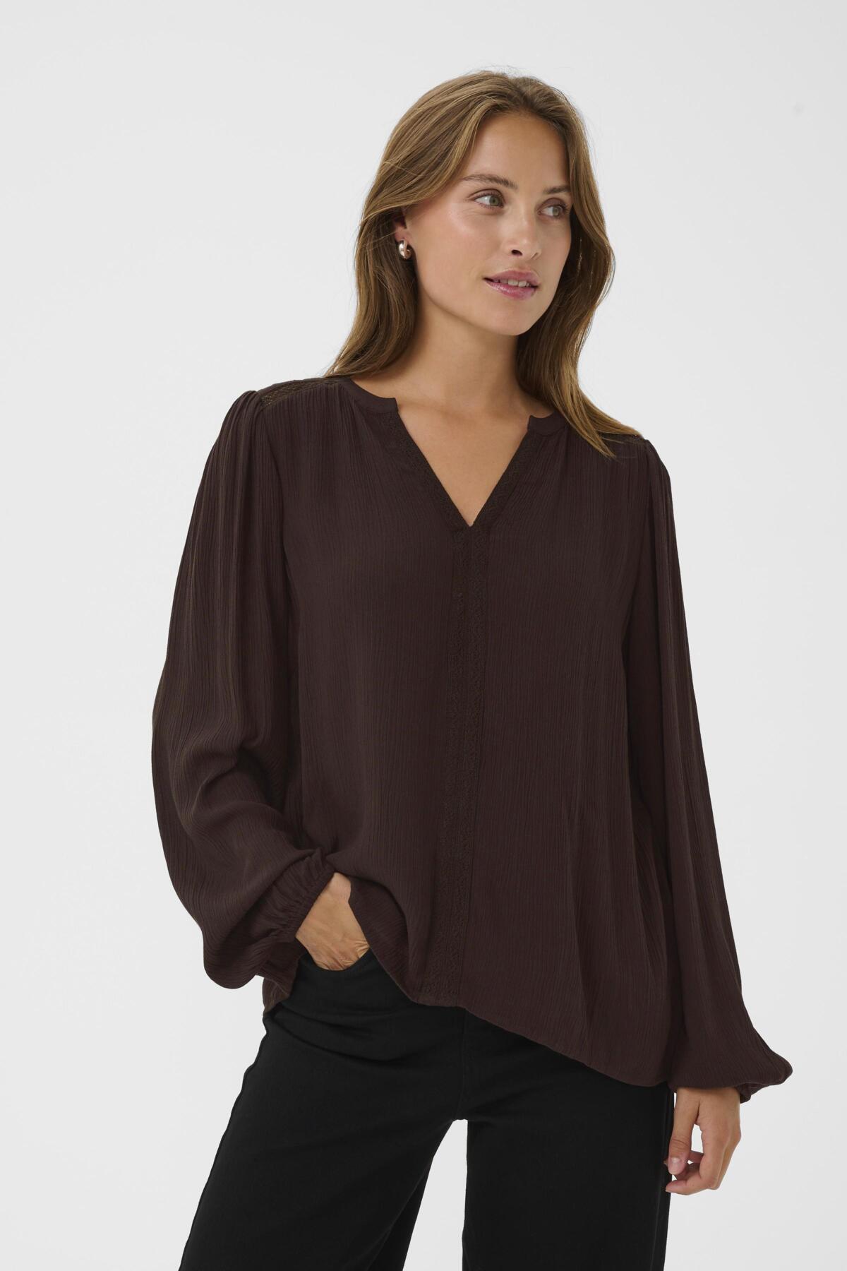 KAstine Amber Lace Blouse Black Coffee - 191111 - 10511003