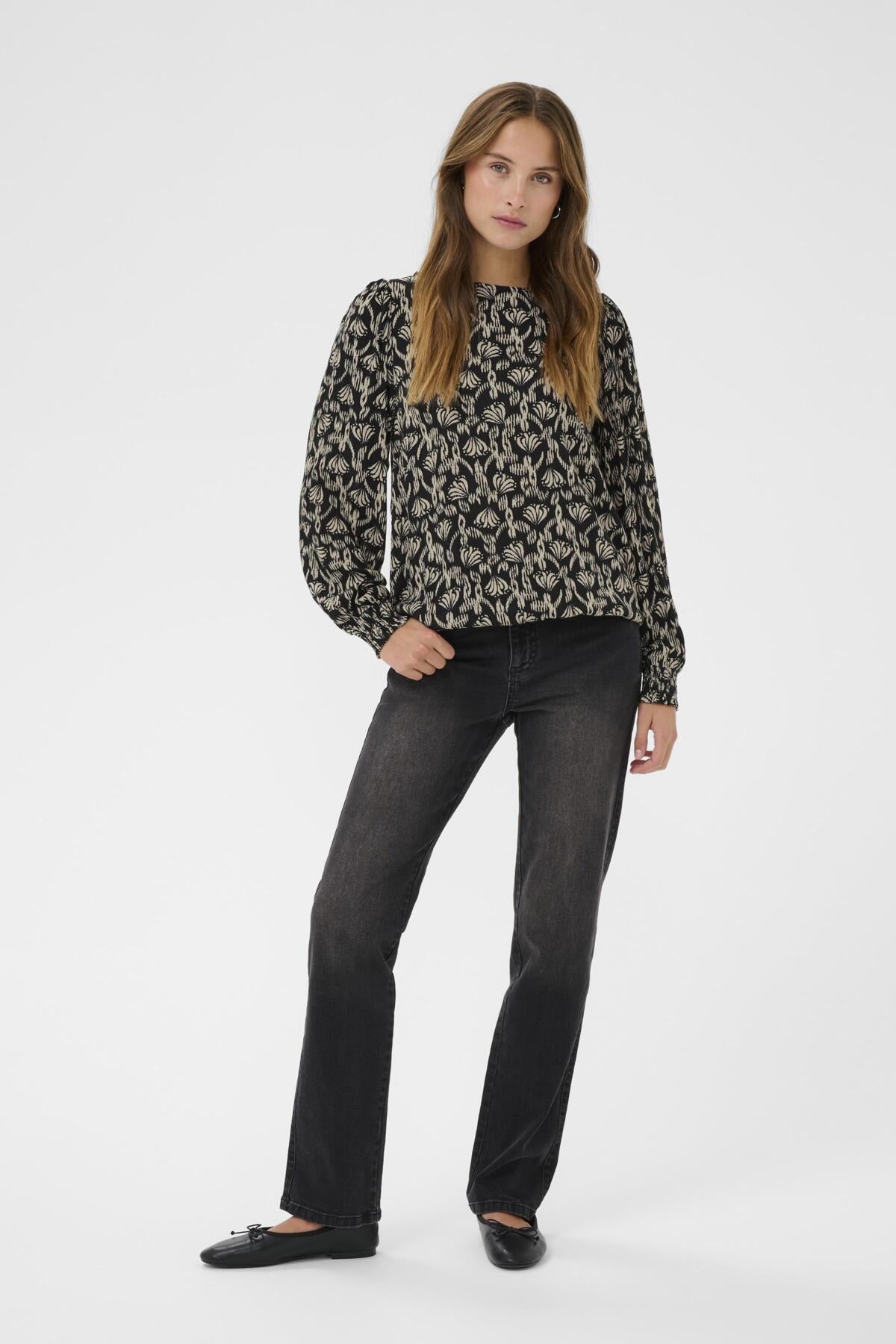 KArikka Amber Blouse Black/Feather Gray Floral - 10 - 10511013