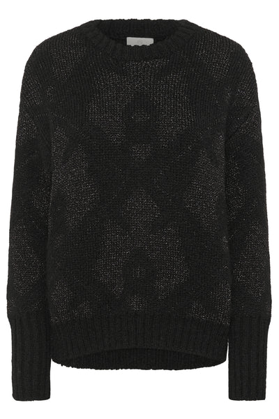 KAsandra Knit Pullover Black Silver Lurex Jacquard - - 10511018 Thumbnail