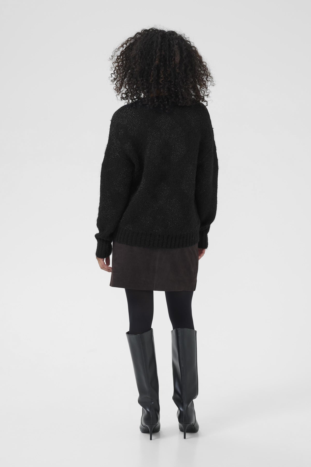 KAsandra Knit Pullover Black Silver Lurex Jacquard - - 10511018