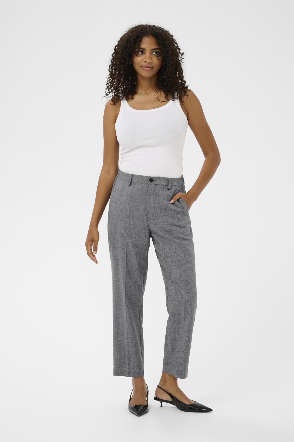 KAramona Cropped Pants Grey Melange - 100123 - 10511075