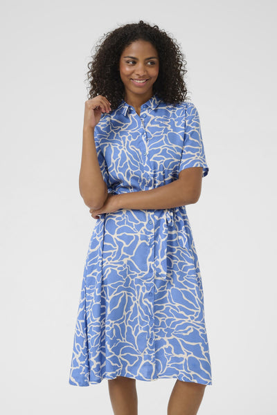KAemine Printed Dress SS Ultramarine W. Chalk Print - 10511120 Thumbnail