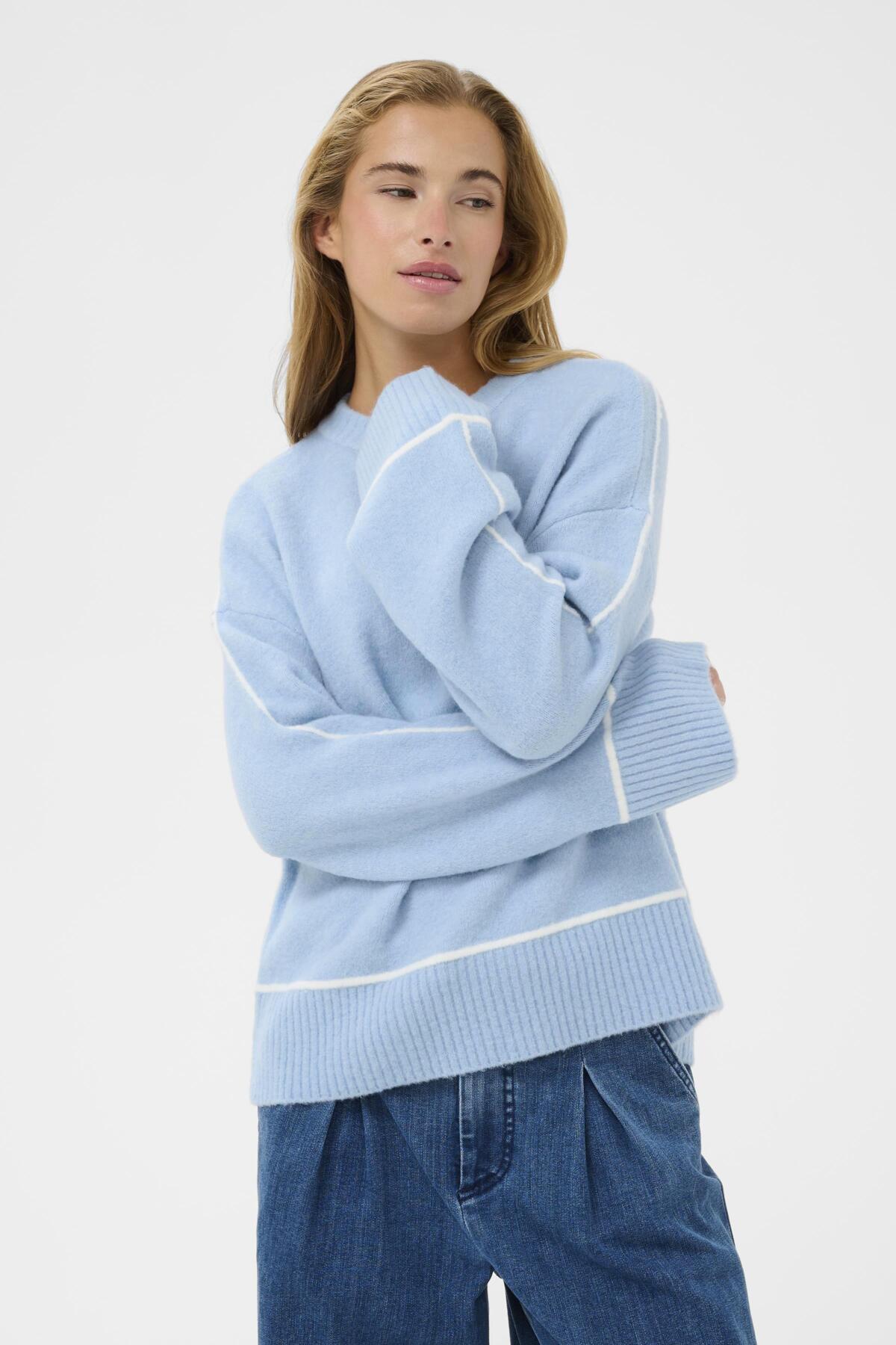 KAjinie Knit Pullover Powder Blue Melange - 1442141 - 10511129