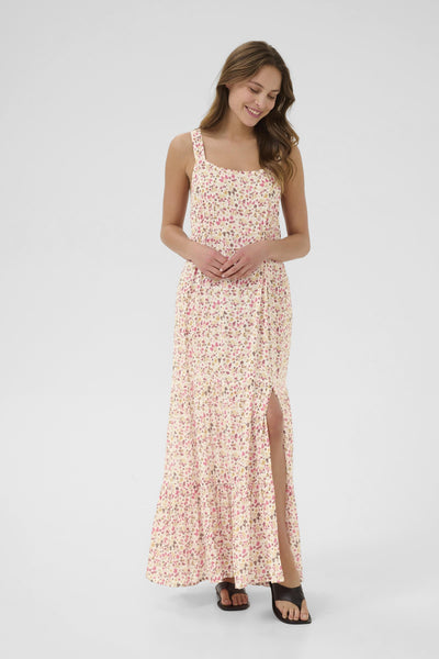 KAvalery Amber Dress Chalk w. multi flowers Thumbnail