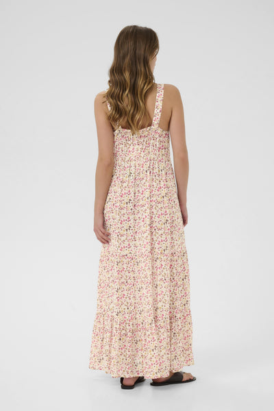 KAvalery Amber Dress Chalk w. multi flowers Thumbnail