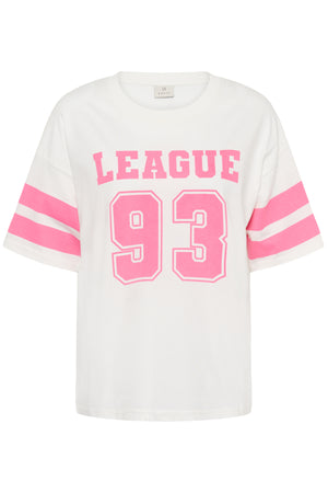 KAhally T-Shirt Chalk/PinkPower Text Print - 1 - 10511173