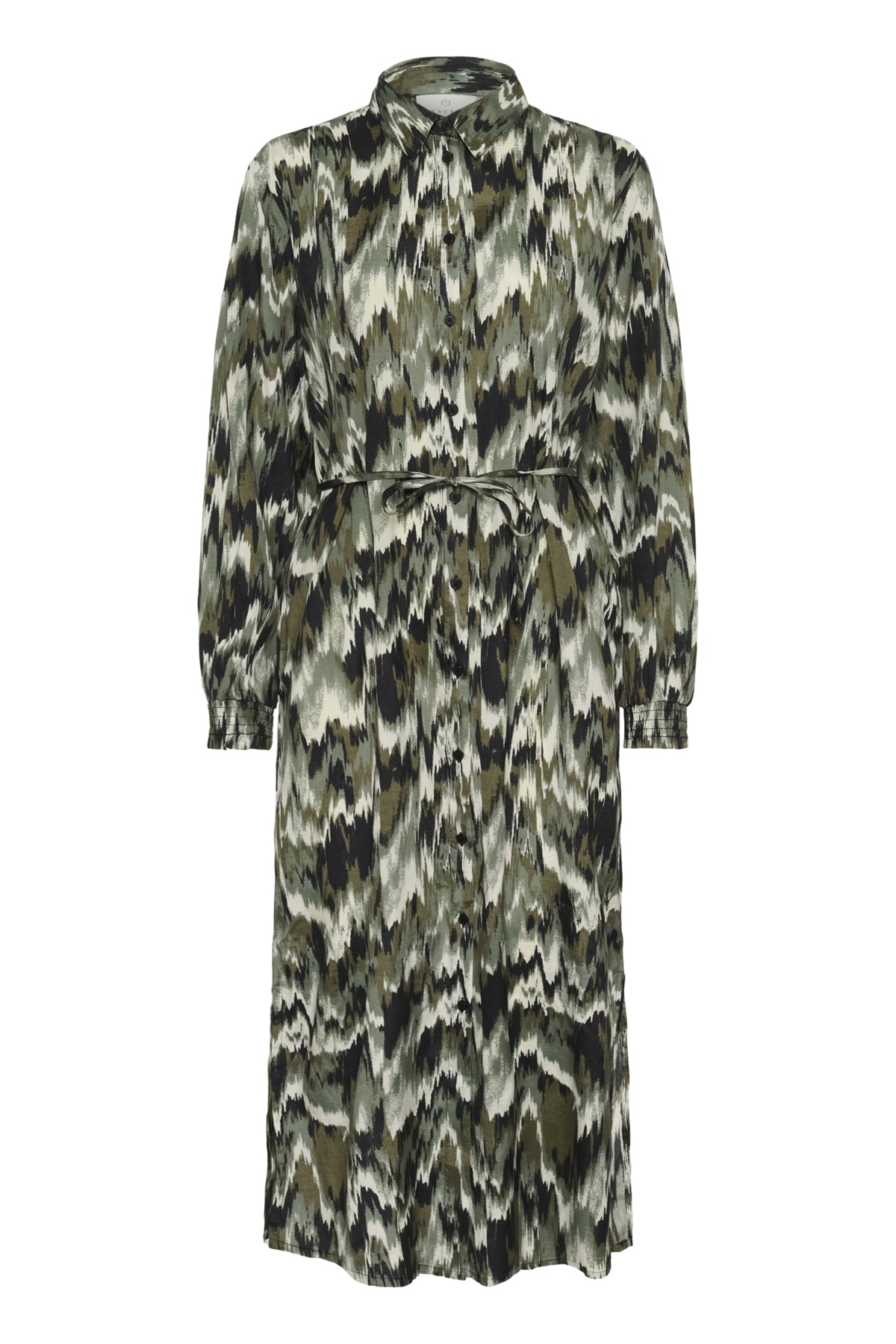 KAkia Shirt Dress Green Black Abstract Graphic - - 10511176
