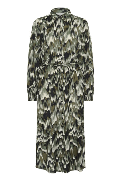 KAkia Shirt Dress Green Black Abstract Graphic - - 10511176 Thumbnail