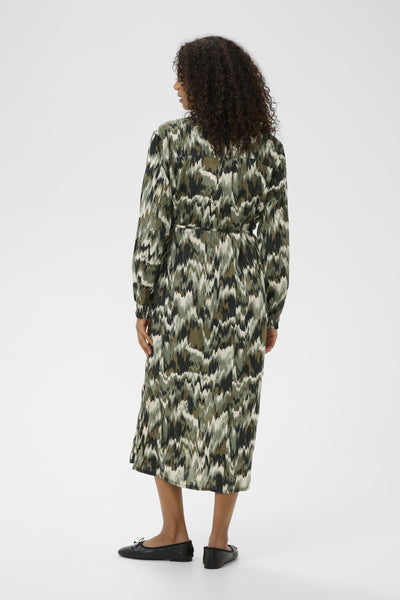 KAkia Shirt Dress Green Black Abstract Graphic - - 10511176 Thumbnail