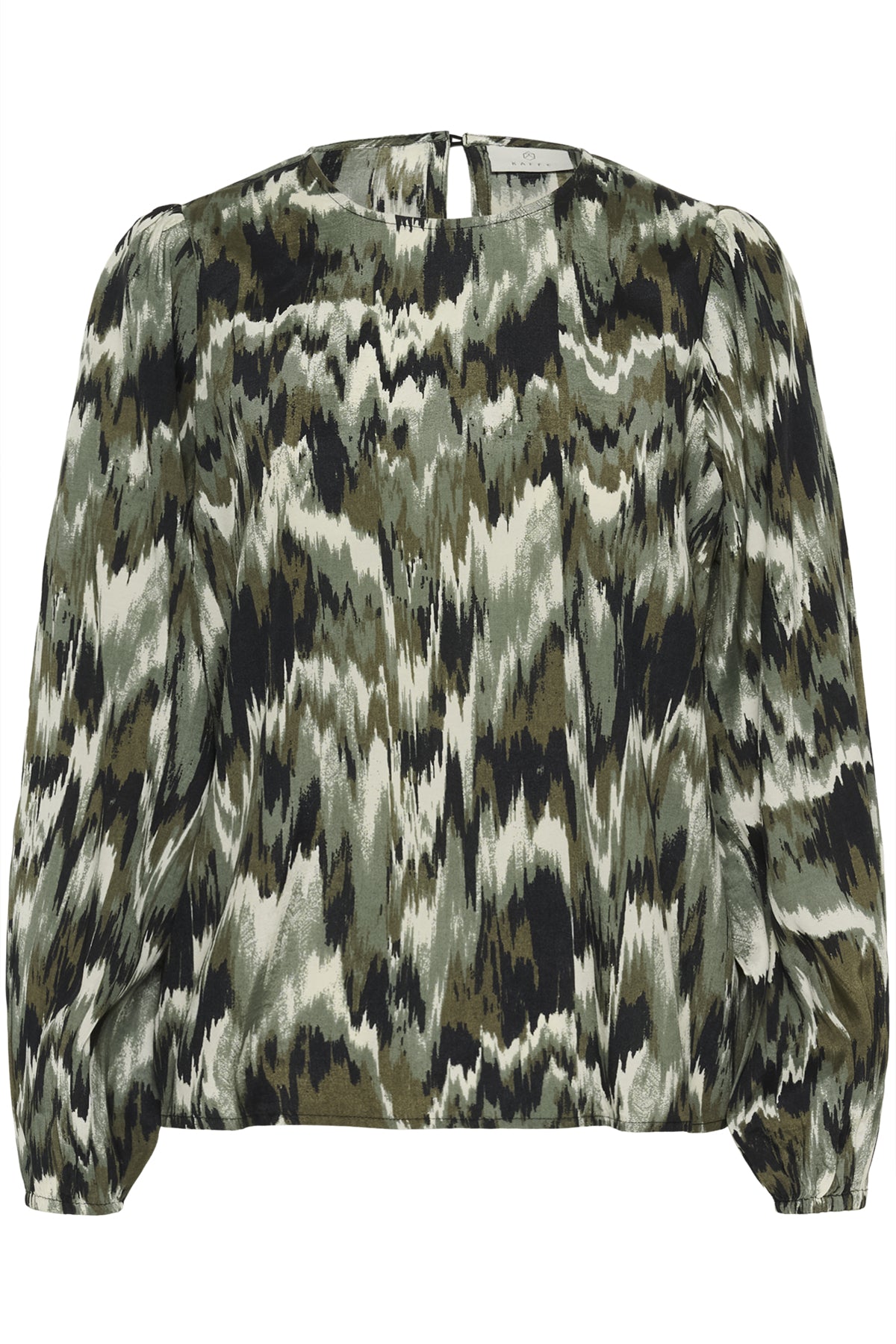 KAkia Blouse Green Black Abstract Graphic - - 10511179