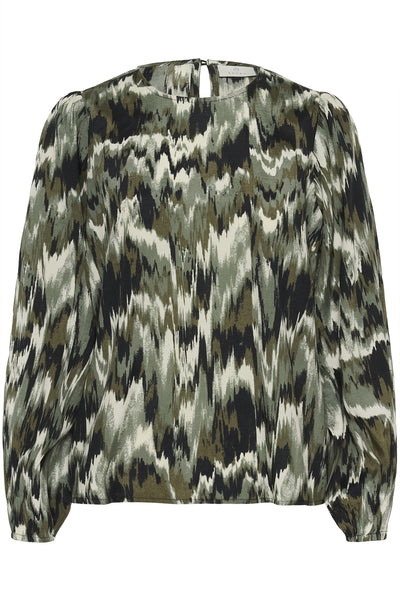 KAkia Blouse Green Black Abstract Graphic - - 10511179 Thumbnail