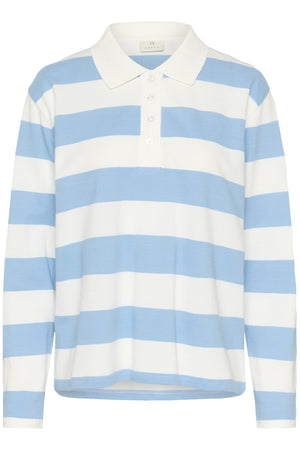 KAmiala Polo LS T-Shirt Chalk With Powder Blue stripe - 10511189