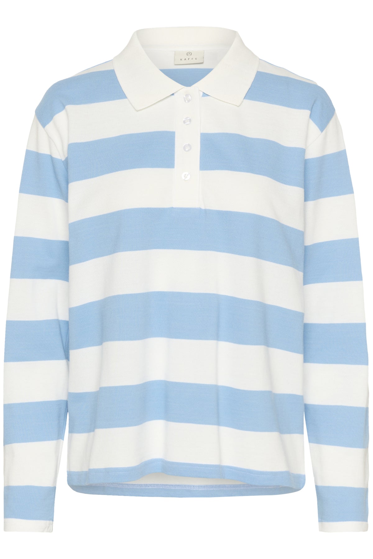 KAmiala Polo LS T-Shirt Chalk With Powder Blue stripe - 10511189