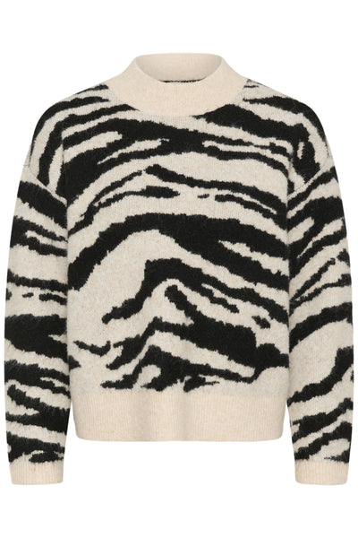 KAsandra Pullover LS Turtledove/Black Animal - 10511193 Thumbnail