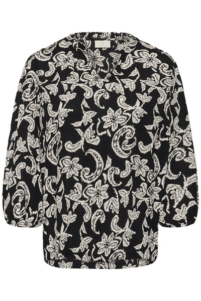 KAriani Printed Amber Blouse Black Deep/Chalk Paisley - 108 - 10511210 Thumbnail