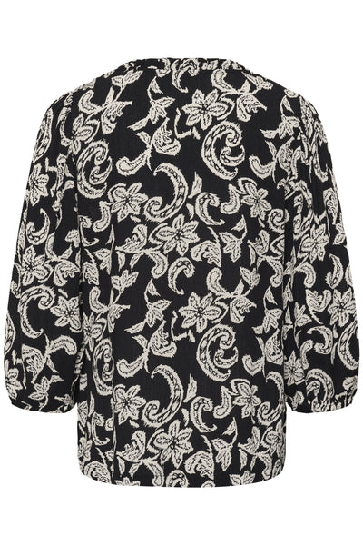 KAriani Printed Amber Blouse Black Deep/Chalk Paisley - 108 - 10511210 Thumbnail