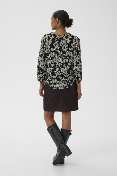 KAriani Printed Amber Blouse Black Deep/Chalk Paisley - 108 - 10511210 Thumbnail