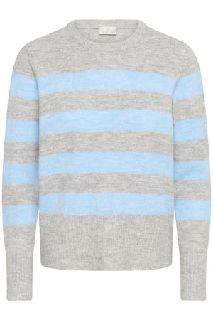 KAniel Striped Pullover Light Grey Mel. / Blue melange - 10511212
