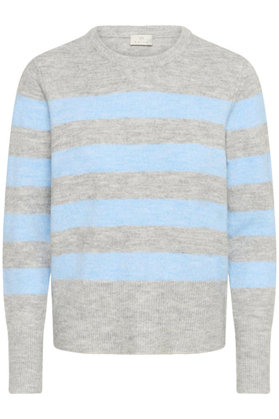 KAniel Striped Pullover Light Grey Mel. / Blue melange - 10511212 Thumbnail