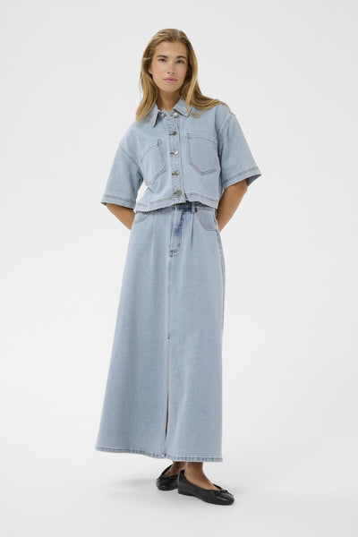 KAminna Denim Skirt Light Blue Washed Denim - 1090 - 10511305 Thumbnail