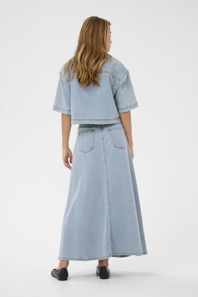 KAminna Denim Skirt Light Blue Washed Denim - 1090 - 10511305 Thumbnail