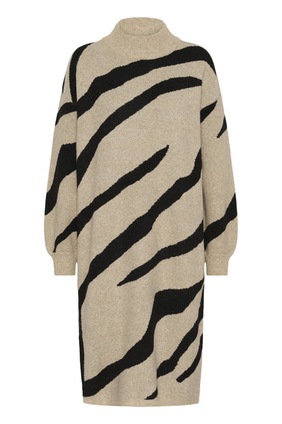 KAwilma Knit Dress Feather G. Mel/Black Stripe - 10511321 Thumbnail
