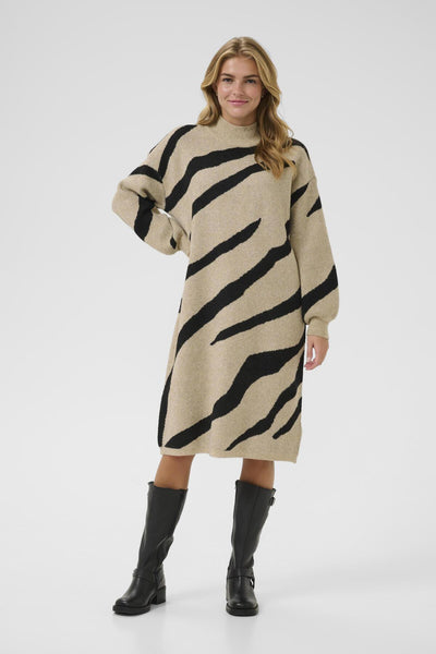 KAwilma Knit Dress Feather G. Mel/Black Stripe - 10511321 Thumbnail
