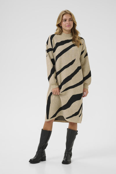 KAwilma Knit Dress Feather G. Mel/Black Stripe - 10511321 Thumbnail