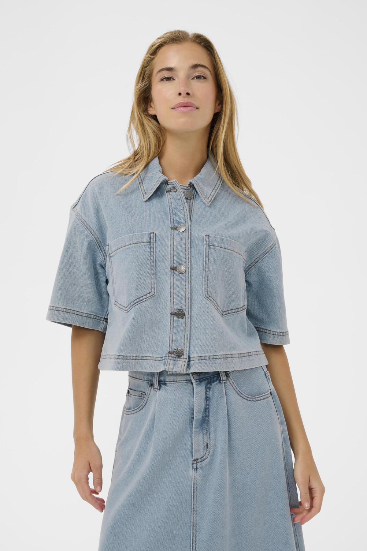 KAminna Denim Shirt Light Blue Washed Denim - 1090 - 10511481