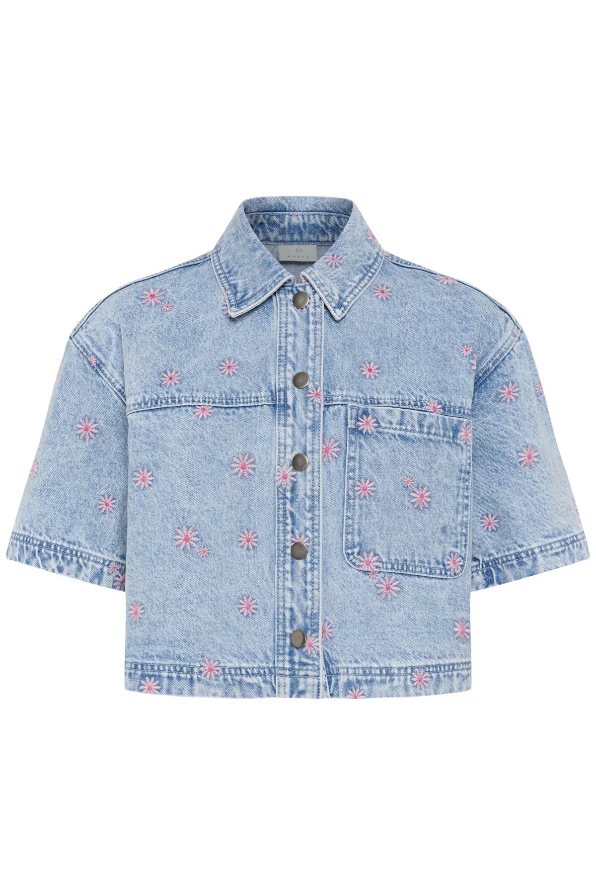 KAbabena Denim Shirt Blue Denim/Pink Flower Emb. - - 10511544